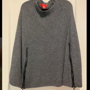 Grey sweater knit zipper etc crew mock neck